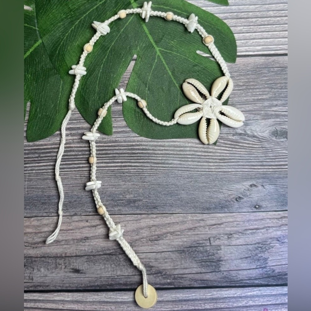 NEW Hemp Cowrie Shell Daisy Necklace &/or Choker BEACH SPRING SUMMER Boho Hippie